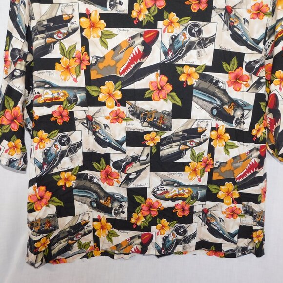 VTG alohaland hallelujah hawaiian shirts Mens 6X Pinup Girls WW2 Planes Hibiscus - Picture 11 of 11